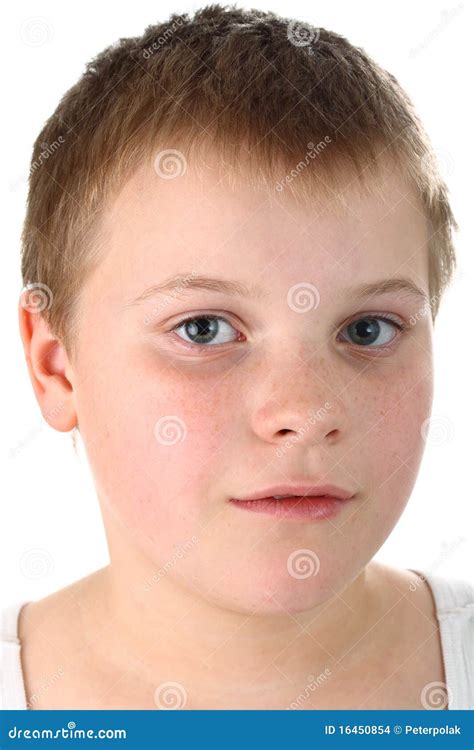 Head And Shoulders Portrait Of A Boy Isolated Stock Photo Image Of