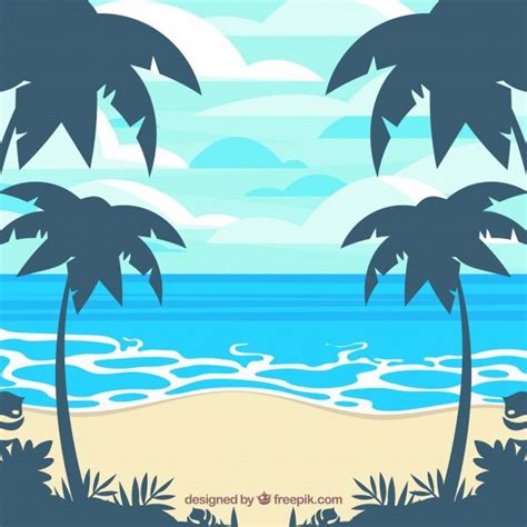 Download Tropical Beach Background With Palms For Free Tropical Illustration Surf Painting