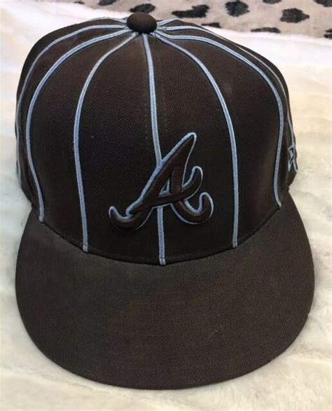 atlanta braves mlb cap hat new era 5950 flat bill fitted baseball 7 1 2 brown ebay