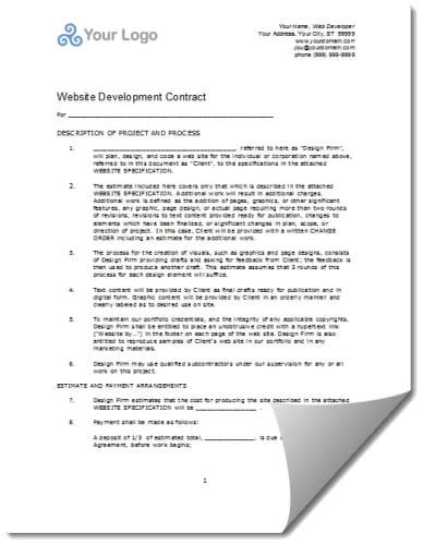 Web Developer Contract Template Free Printable Documents