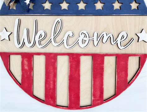 Welcome Sign Patriotic Signs American Flag Front Door Decor Etsy