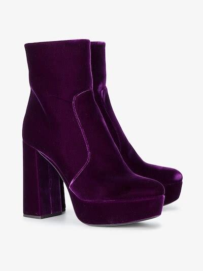 prada purple 115 velvet platform boots browns