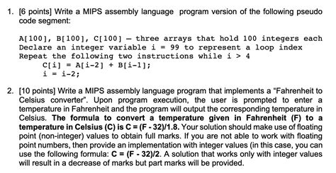 Solved 1 6 Points Write A MIPS Assembly Language Program Chegg Com