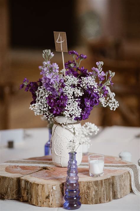 Charming Lavender Tennessee Wedding Rustic Wedding Centerpieces Plum