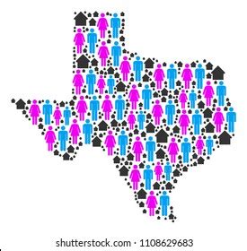 Population Texas Map Household Vector Concept Stock Vector Royalty
