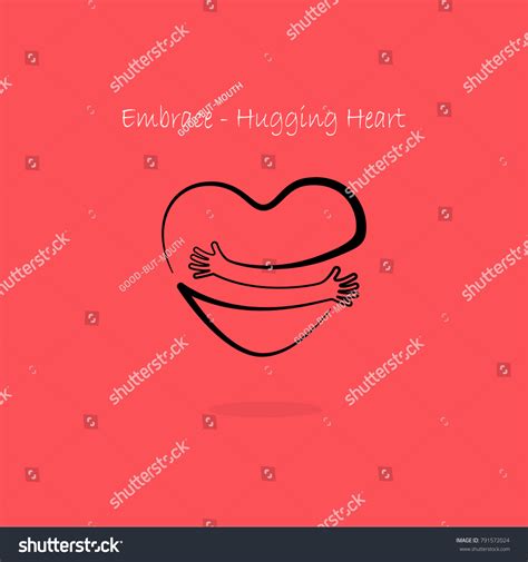 Embracehugging Heart Symbol Yourself Logolove Yourself Stock Vector