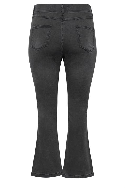 Plus Size Black Washed Ripped Pull On Hannah Bootcut Jeggings Yours Clothing