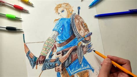 Link Drawing From The Legend Of Zelda Breath Of The Wild Youtube