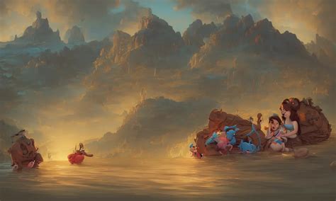Lilo And Stitch Painted By Claude Lorrain Vivid Stable Diffusion
