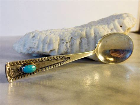 Vintage Handmade Navajo Sterling Silver And Turquoise Spoon Etsy
