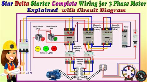 Star Delta Starter Complete Wiring For Phase Motor Star Delta Control Connection Explained