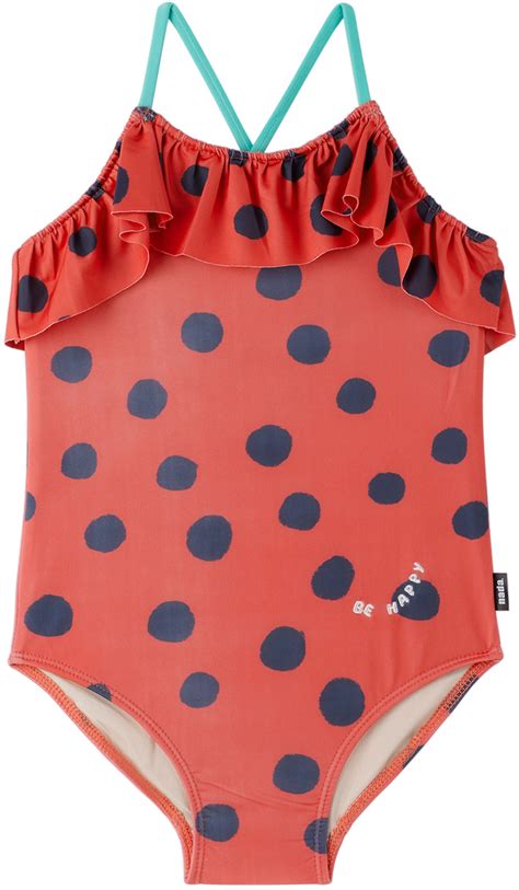 Nadadelazos Kids Red Big Dots One Piece Swimsuit