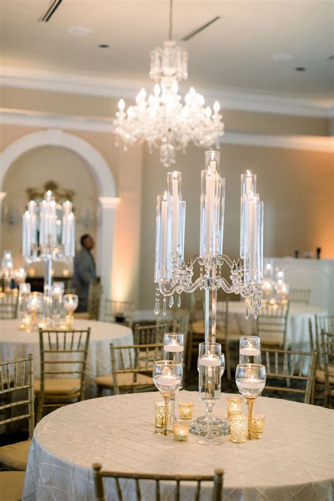 English Turn Wedding Featuring Crystal Candelabra Centerpieces With