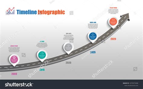 Business Road Map Timeline Infographic Template With Pointers Designed