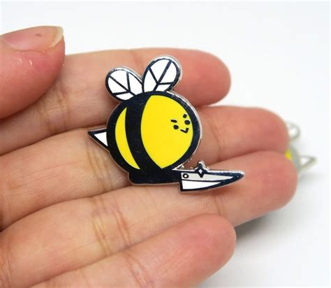 Cute Animal Enamel Pin Bee Funny Knife Kawaii T Etsy
