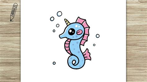 How To Draw Cute Unicorn Seahorse Cute Easy Drawings Youtube