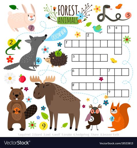 Animals have this type of. Forest animals crossword puzzle Royalty Free Vector Image