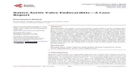 Pdf Native Aortic Valve Endocarditis—a Case Report · Aortic Cusps