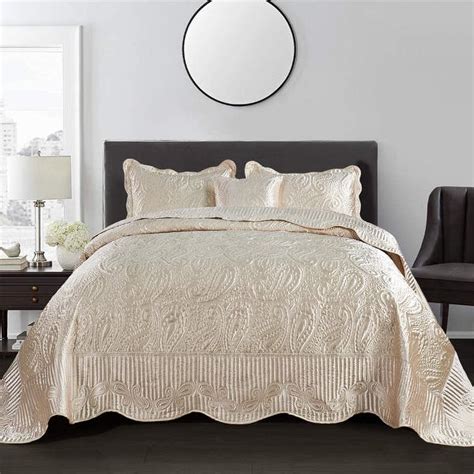 Serenta Quilted Satin 4 Piece Bedspread Set Overstock 11607680