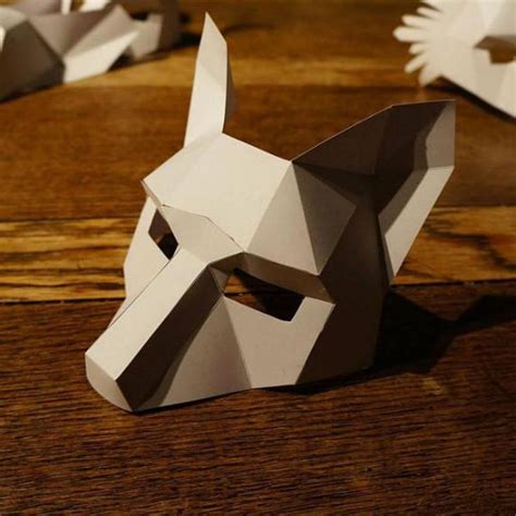 Fox 3d Papercraft Mask Template Low Poly Paper Mask Unique Etsy Fox