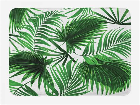 Cheap evergreen fake palm tree bathroom,livingroom indoor plants artificial. Palm Leaf Bath Mat, Realistic Vivid Leaves of Palm Tree ...