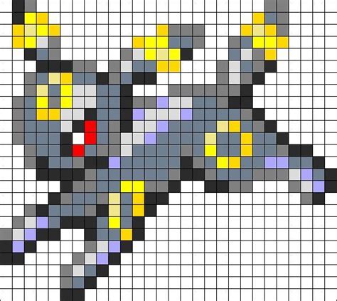 Bulbasaur resembles a small, squatting dinosaur that walks on four legs and has a large bulb on its back that it is able to shoot seeds out of. Minecraft template Pokemon Umbreon | Pixel art | Pinterest ...