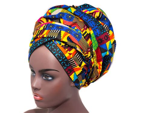 African Fabric Head Wraps Sankofa Kente Scarf Royal Blue African Hea Tess World Designs
