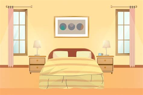 Premium Vector Bedroom Interior Vector Illustration