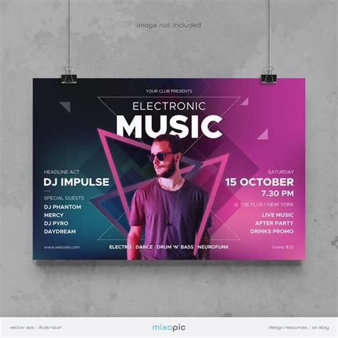 Electronic Dance Music Event Poster Eps Illustrator Abstract Music