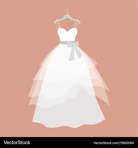 Wedding Dress In Flat Design Royalty Free Vector Image