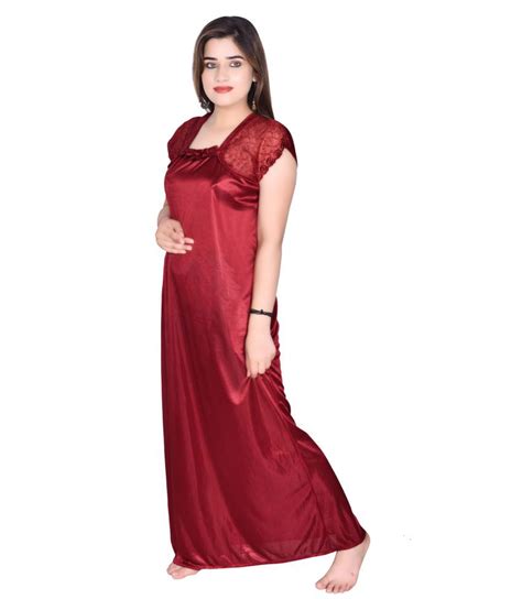 Buy Women Nighties Satin Nighty And Night Gowns Maroon Single Online At Best Prices In India