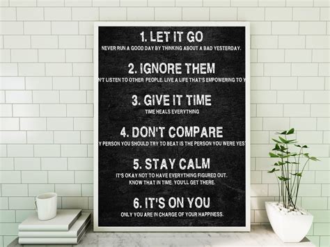 7 Rules Of Life Poster Inspirational Quote Wall Art Etsy