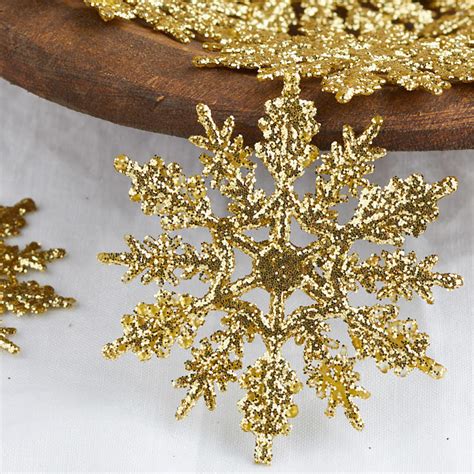 Glittered Gold Snowflake Ornaments New Items Factory Direct Craft