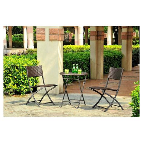 Doing business as:bayside garden ctr. Bayside 3-Piece Wicker Folding Patio Bistro Set | Patio ...