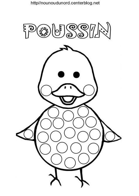 Poussin de Pâques coloriage, gommettes, couleur Easter Coloring Pages