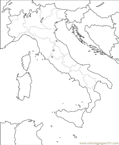 Italy Map Coloring Page - Free Italy Coloring Pages : ColoringPages101.com