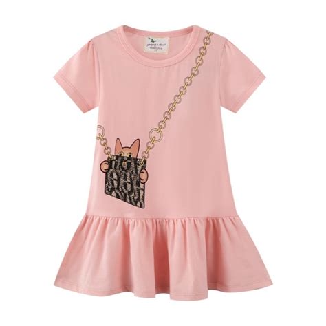 Jumping Meters New Arrival Pink Girls Dresses Bag Print Hot Selling