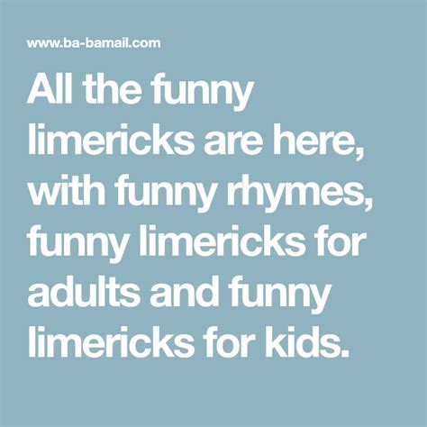 All The Funny Limericks Are Here With Funny Rhymes Funny Limericks