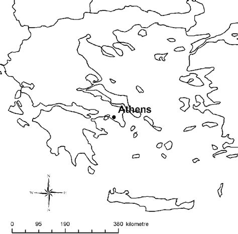 Outline Map Of Greece Showing The Location Of The Study Area