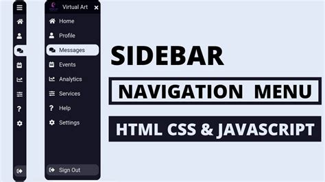 Modern Side Navigation Menu Bar Using HTML CSS JavaScript YouTube