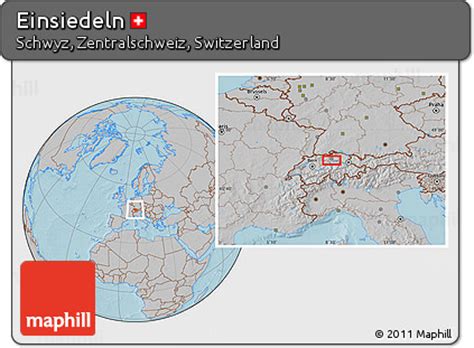 Share any place, find your location, ruler for distance measuring, weather +forecast, address search. Free Gray Location Map of Einsiedeln, hill shading