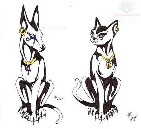 Anubis And Bastet Pair Tattoo Design Egyptian Cat Tattoos Egyptian