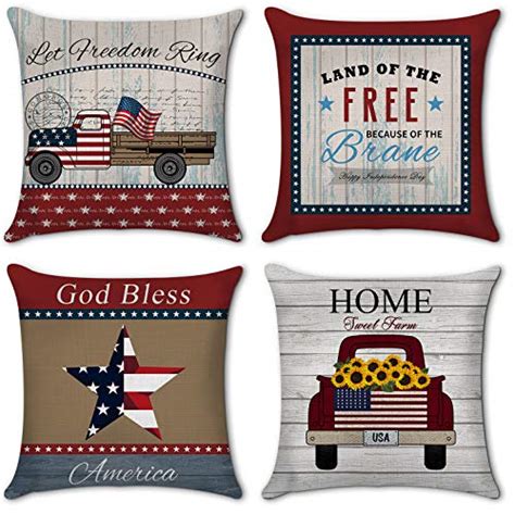 Colorpapa Independence Day American Flag Throw Pillow Covers Usa Patriotic 4th Of July Pillow