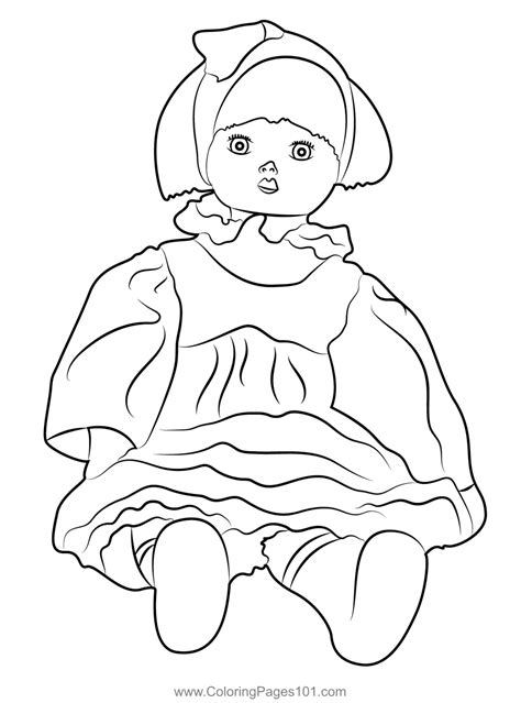 Sitting Doll Coloring Page For Kids Free Dolls Printable Coloring
