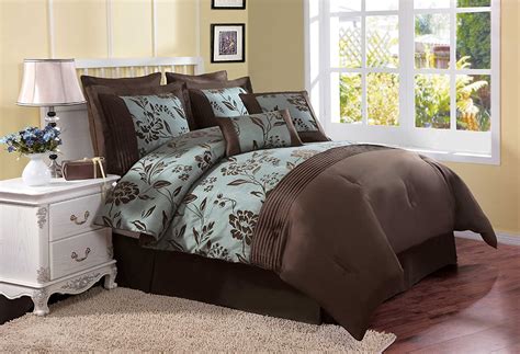 Free express shipping 100% cotton bedding set duvet cover sea blue natural bedding set queen king buttons ties. Brown and Blue Bedding