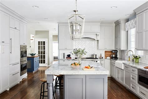 Let us check the top 7 amazing countertop ideas that work. Transitional Light Grey Kitchen with Dark Grey Island ...