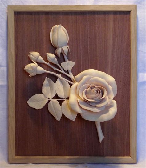 Fine Wood Carving Flower Rose By Artik