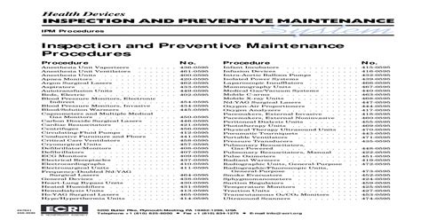Inspection And Preventive Maintenance Procedures Pdf Document