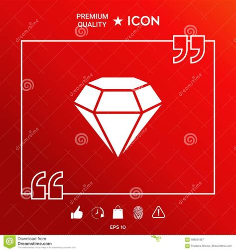 Diamond Sign Jewelry Symbol Gem Stone Flat Simple Design Stock