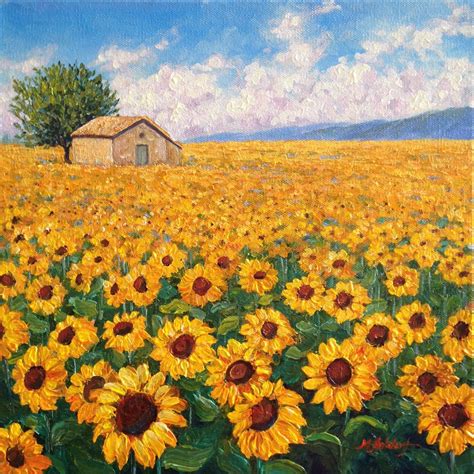 Sunflower Field Acrylic Painting Sunflower